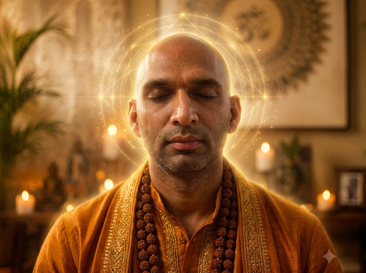 DhyaanGuru Dr. Nipun Aggarwal in golden meditation